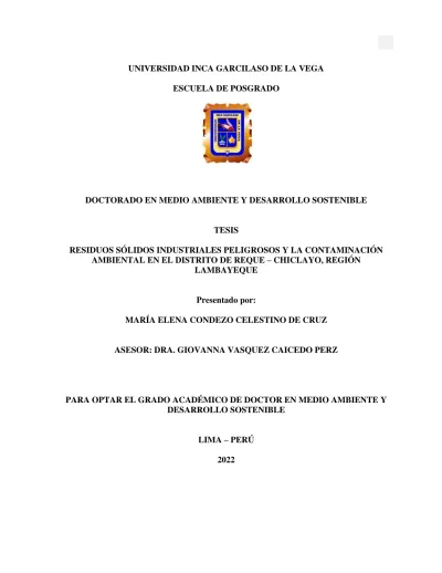 Residuos sólidos industriales peligrosos y la contaminación ambiental ...