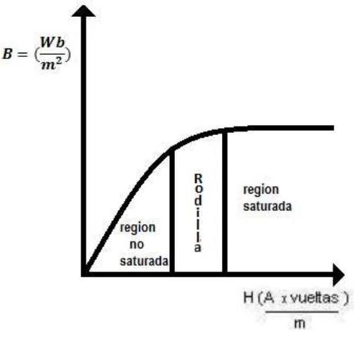 Fig. 1.5 Regiones de la curva de saturación. 