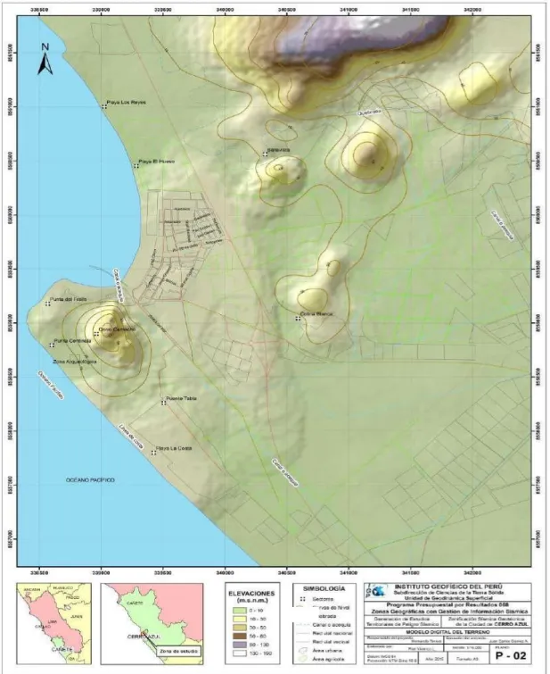 Figura 20: Mapa topográfico en la ciudad de Cerro Azul y alrededores 