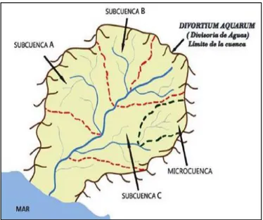 Figura 3. División de una cuenca hidrográfica: 