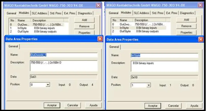 Figura 49. Configuración de módulos I/O de la estación Profibus. 