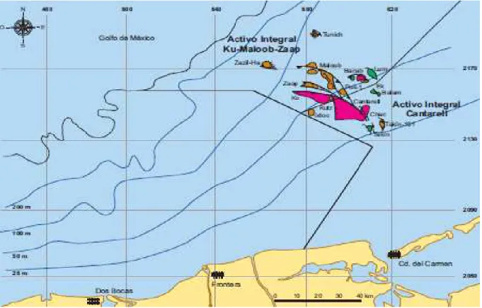 Figura 4.2. Ubicación geográfica de los activos integrales de la Región Marina Noreste