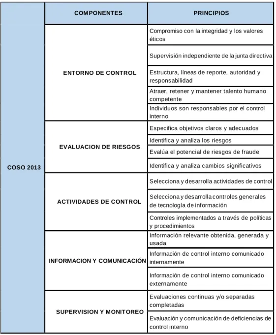 Tabla 1.Principios COSO 2013 