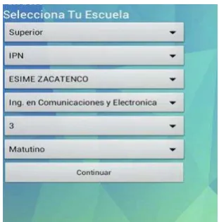 Figura 4.3.10 Menú de datos escolares 