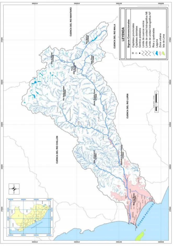 Figura 1. Mapa hidrográfico de la cuenca del rio Rímac. Fuente: Autoridad Nacional el agua  (ANA)