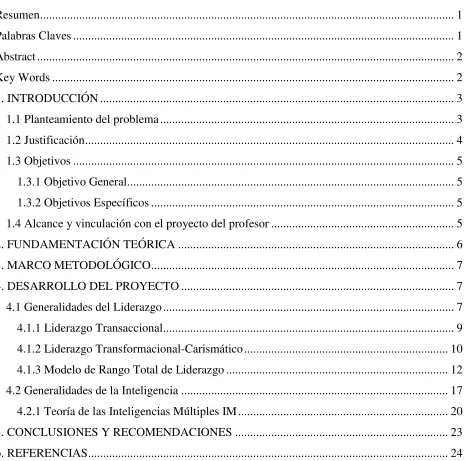 TABLA DE CONTENIDO 