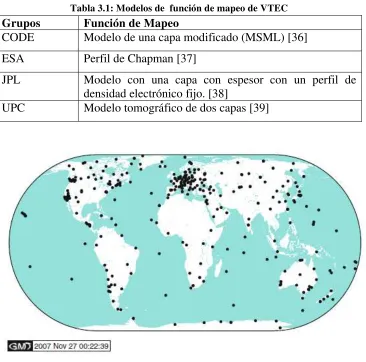 Tabla 3.1: Modelos de  función de mapeo de VTEC 