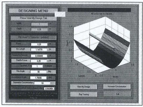 Figura 1.4 Software de diseño de un concentrador solar [5].  
