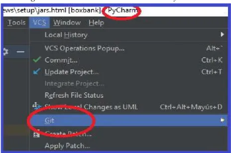 Figura 12: Visualización de Git dentro de Pycharm