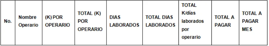 Tabla 6: Productividad 