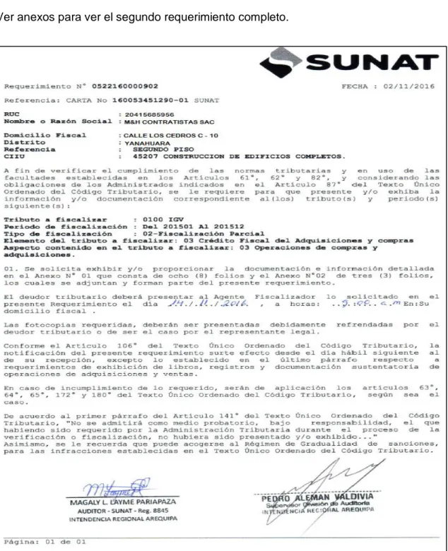 Ilustración 10: Segundo Requerimiento de SUNAT N° 0522160000902 