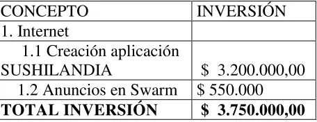 Tabla 13. Inversión de mercadeo segundo año