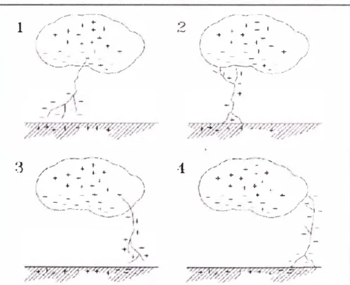 Fig.  1.3  Tipos de rayo entre nube y tierra 