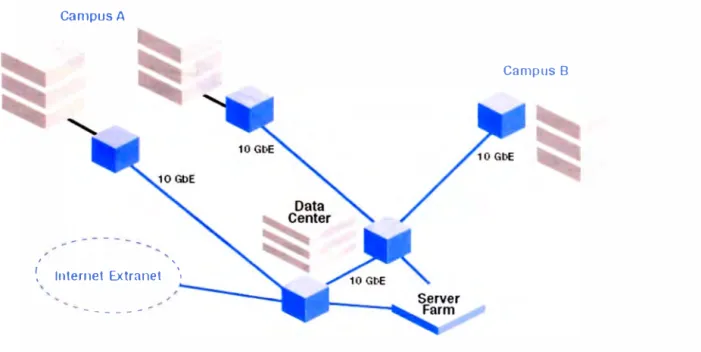 Figura 3.1.  El uso de I O Gigabit Ethernet  en ambientes LAN expandidos. 