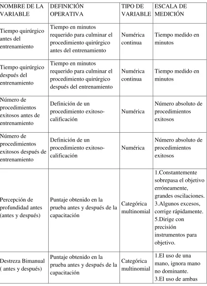 Tabla 4. Operalización de Variables 