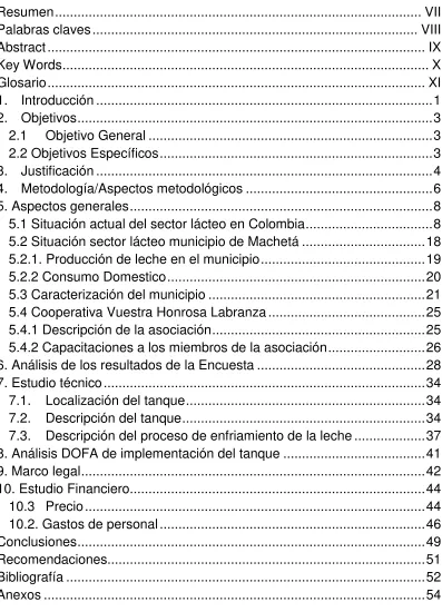 TABLA DE CONTENIDO 