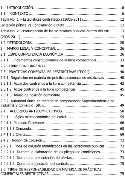 Tabla No. 1 – Estadísticas contratación (2005-2011). ................................