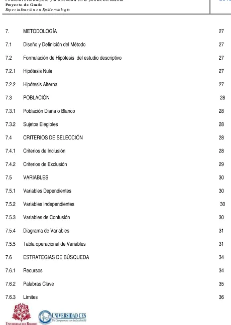 Tabla operacional de Variables 