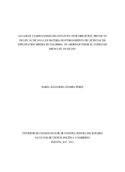 Alcances Y Limitaciones Del Estatuto Anticorrupción Proyecto De Ley