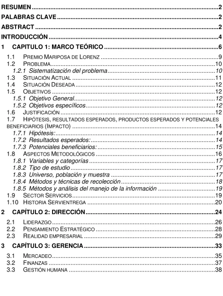 TABLA DE CONTENIDO 