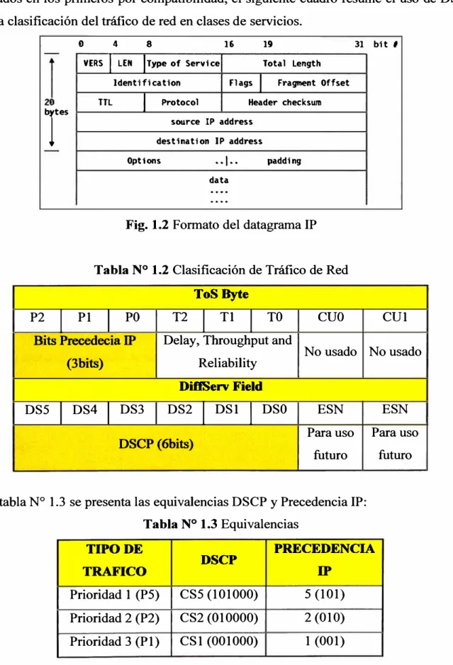 Fig. 1.2  Formato del datagrama IP 