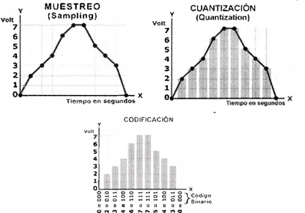 FIGURA 2.5 Etapa de muestreo, cuantificación y Codificación. 