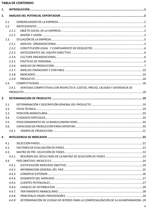 TABLA DE CONTENIDO 