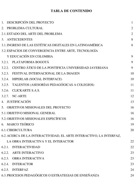 TABLA DE CONTENIDO 