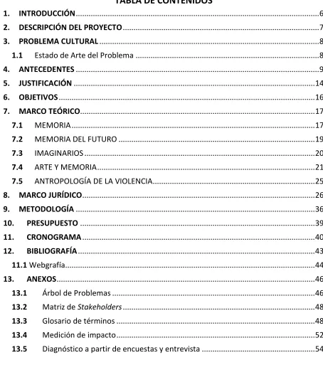TABLA DE CONTENIDOS 