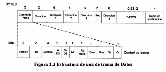 Figura 2.3 Estructura de una de trama de Datos 