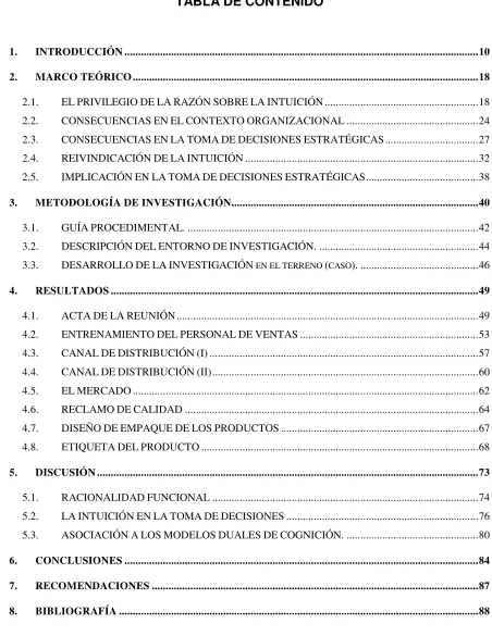 TABLA DE CONTENIDO 