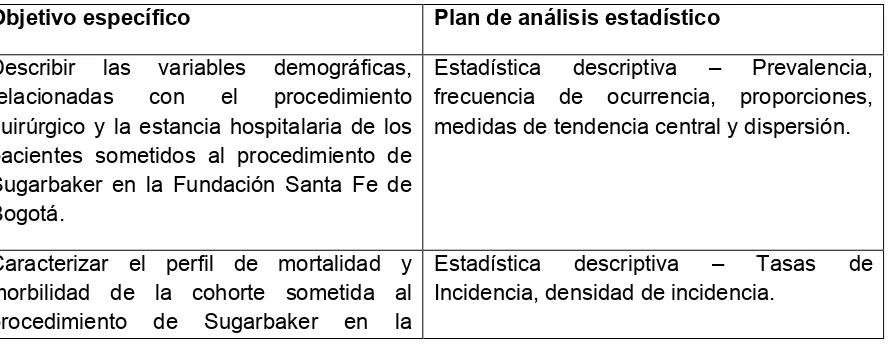 Tabla 4. Plan de análisis 