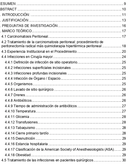 TABLA DE CONTENIDOS: 