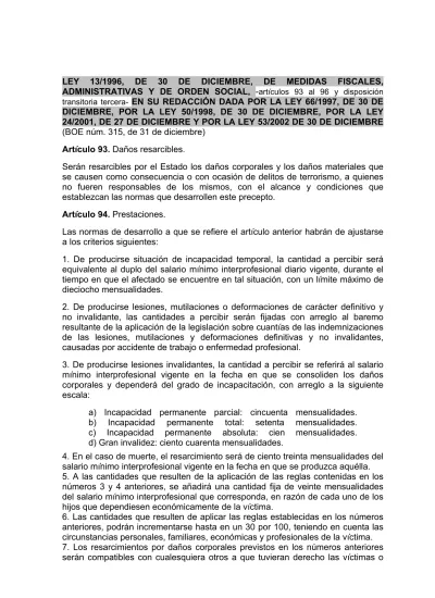 LEY 13/1996, DE 30 DE DICIEMBRE, DE MEDIDAS FISCALES, ADMINISTRATIVAS Y ...