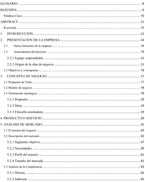 TABLA DE CONTENIDO 