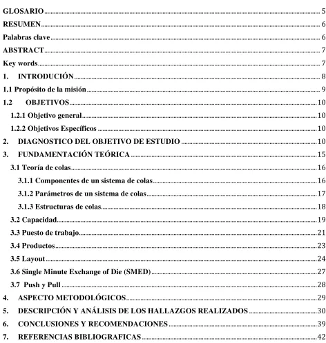 TABLA DE CONTENIDO 