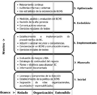 Figura  4:  Modelo  de  madurez  de  BCM  propuesto por Junttila,(2014). 