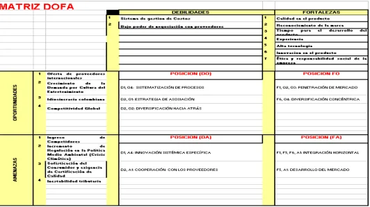Tabla 9: Matriz DOFA 