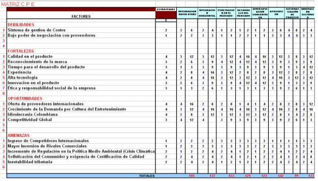 Tabla 10: Matriz C.P.E 