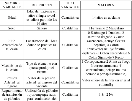 Tabla 1 Definición y operacionalización de las variables de estudio 