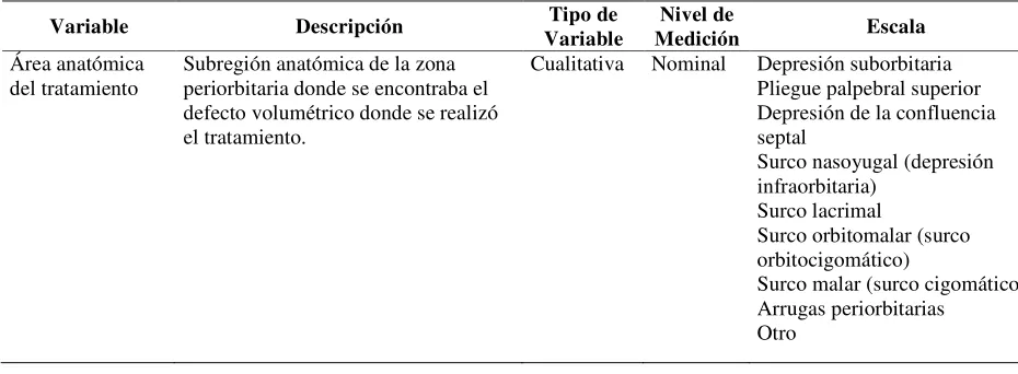 Tabla 1. Definición de variables independientes 