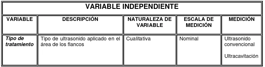 TABLA 1: DEFINICIÓN Y OPERACIONALIZACIÓN DE VARIABLES. 