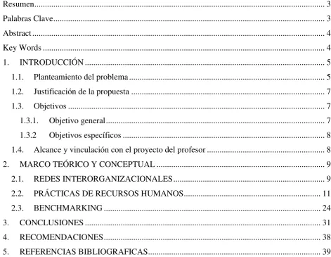 TABLA DE CONTENIDO 
