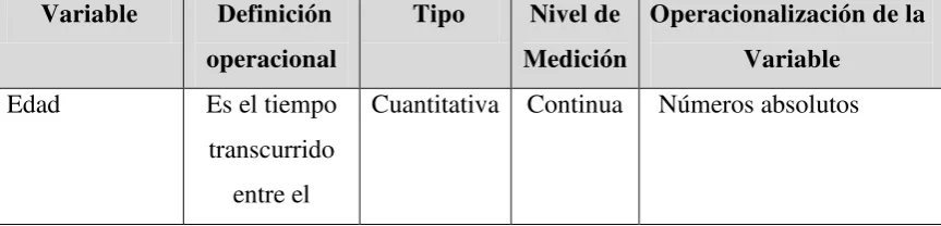 Tabla 4. Matriz de variables 