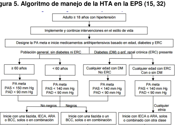 Figura 5. Algoritmo de manejo de la HTA en la EPS (15, 32) 