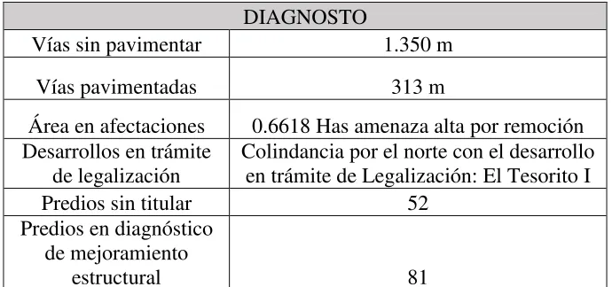 Tabla 6. Diagnostico API El Tesoro 