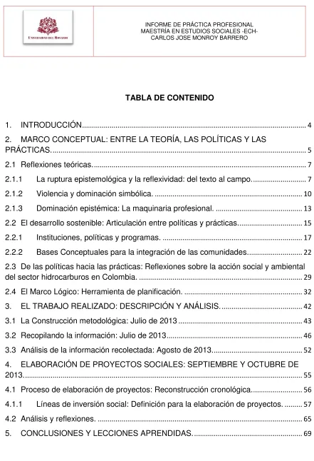 TABLA DE CONTENIDO 