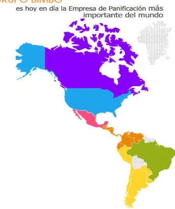 Figura 1. Presencia en América Latina. Fuente: Resumen ejecutivo Bimbo, 2.015.  