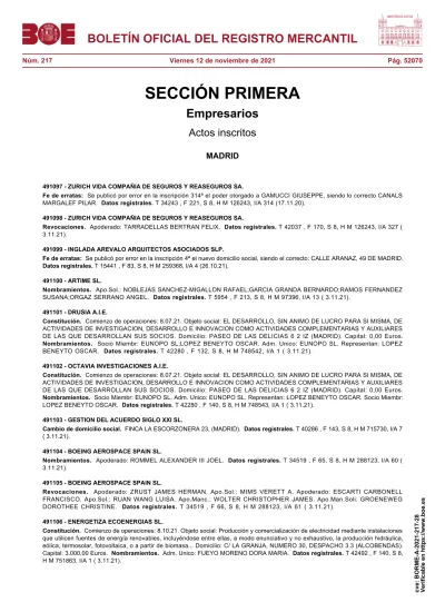 BOLETÍN OFICIAL DEL REGISTRO MERCANTIL. Núm. 217 Viernes 12 De ...