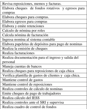 Tabla No. 5.- Funciones del Asistente Administrativo y Financiero. 